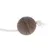 Toy made of brown natural material in ball shape with white cord and knot.