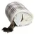 Tunnel pour chat à motif écossais beige et marron, intérieur en tissu doux crème, avec une queue de chat visible sortant de l’ouverture.