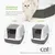 Cajas de arena para gatos de catit con sistema de filtrado en dos tamaños: Jumbo 57x50x46,5 cm y Medium 57x39x46,5 cm. Ambas con apertura de puerta de 24,4x26,4 cm. Para gatos grandes y pequeños.