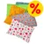 Set di cuscinetti in tessuto con fantasie colorate assortite, simbolo giallo con percentuale rossa che indica offerta o sconto visibile nell'immagine. Set di cuscinetti in tessuto con fantasie colorate assortite, simbolo giallo con percentuale rossa che indica offerta o sconto visibile nell'immagine.