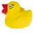 Yellow rubber duck with red beak, suitable as toy or decoration.