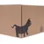 Braune Verpackung mit schwarzem Aufdruck einer Katze, die mit einem Wollknäuel spielt.