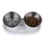 Modern Living double bowl set with two stainless steel bowls, one for water and one with dry food, on a white holder.