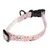 Hundehalsband mit floralem Muster und Dreieck-Design, verstellbar, Kunststoffverschluss und Metallring.