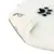 Close-up of a white mat with black paw pattern and non-slip underside made of ribbed material.