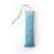 Giocattolo in tessuto blu, allungato, con superficie a coste e cordino beige.