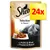 Sheba Selection in Sauce, mit Huhn & Rind, 24x. Opakowanie z wizerunkiem kota i talerzem karmy w sosie. Tekst częściowo po niemiecku i francusku. Sheba Selection in Sauce, mit Huhn & Rind, 24x. Opakowanie z wizerunkiem kota i talerzem karmy w sosie. Tekst częściowo po niemiecku i francusku.