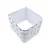 Cestino quadrato bianco in plastica con design intrecciato, impilabile e senza coperchio.