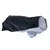 Cappotto per cani nero e grigio con chiusura in velcro, adatto a condizioni climatiche fredde.