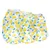 Trois vêtements pour animaux blancs avec motif citrons jaunes et feuilles vertes, étiquette noire visible sur chaque vêtement.