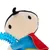Figura di peluche con capelli neri, mantello rosso e gioco blu con nodi. Adatta come gioco per pet.