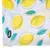 Tissu blanc à motifs citrons jaunes et feuilles vertes, étiquette visible avec la marque Tiaki en bas à gauche.