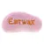 Juguete de peluche rosa con bordado naranja 'Earwar'.