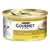 Blik Purina Gourmet Gold Terrine kattenvoer, zichtbaar: witte kat, tekst 'Gold Terrine', 'mit Huhn', afbeelding terrine op bord. Duitse tekst aanwezig.