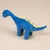 Plavi plišani dinosaurus s žutim detaljima i točkastom teksturom.