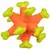 Jouet pour animal en tissu orange avec extrémités vertes texturées, forme étoilée à plusieurs branches. Aucun texte ou marque visible.