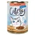 Catessy Chunks in Jelly med lax, 400g burk. Utan tillsatt socker. Illustration av en katt och serverade bitar i gelé på en tallrik.
