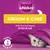 Groom & Care with zinc and omega-6 for skin and coat. Healthy skin and coat highlighted. Cat under blanket shown.