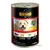 Boîte Belcando Dog Food, bœuf avec pomme de terre et pois, 400 g. Ingrédients visibles : bœuf, pomme de terre, pois, huile de chardon. Texte en allemand et français sur l’étiquette.