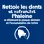 Nettoie les dents et rafraîchit l’haleine en éliminant la plaque dentaire et le tartre. Texte français avec symbole de chien.