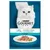 Purina Gourmet Perle cat food pouch, white cat image, text: Erlesene Streifen, Les Aiguillettes, mit Thunfisch, au Thon, plate with tuna pieces shown