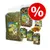 JR Farm Produkte: Bergwiesen-Heu, Zwergkaninchen-Schmaus, Wildkräuter, Wiesenkräuter und Frucht-Cookies. Rotes Rabatt-Symbol mit Prozentzeichen.