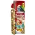 Versele-Laga Prestige Sticks, 2x exotiska frukter för undulater. Förpackningen visar två undulater och en fruktmix med ananas, apelsin och banan.