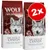 Lot de 2 sacs Wolf of Wilderness The Taste of Canada, recette sans céréales, 12 kg chacun. Texte visible : 100 % grain-free recipe, with fresh beef, cod, turkey and cranberries.
