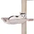 Cat tree with beige hammock made of plush and sisal post, cat lying relaxed in the hammock.