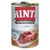 Scatola di cibo per cani Rinti Kennerfleisch mit Ross, con immagini di carne e scritte visibili: 'Getreidefrei', 'Fleisch pur', 'Zusammensetzung verfeinert', 'ohne Kohlenhydrate'.