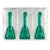 Blisterverpakking met drie groene pipetten, geen merknaam of tekst zichtbaar.