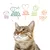 Pure food, Perfect protein & fat balance, Care for all animals, For a better planet, Happy & healthy cats. Text above tabby cat image.