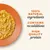100% natural ingredients, contains no additives, high quality protein – tekst w języku angielskim widoczny obok dania na pomarańczowym talerzu.