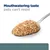 Spoonful of moist pet food with text: Mouthwatering taste pets can’t resist.