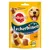 Pedigree Leckerbissen KAU-HAPPEN mit Huhn. OMEGA 3, VITAMINE, MINERALSTOFFE. Uden kunstige farver eller aromastoffer. Billede af hund og godbidder på posen.