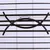 Close-up view of a black metal grid with a curved element, suitable for cages or enclosures.