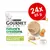 Purina Gourmet nature's creations DAMPFGEGARTE PASTETE, 24x85g. Εικόνα πατέ με καρότα και κονσέρβα, γάτα αριστερά στη συσκευασία. Κείμενο στα γερμανικά.