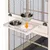 Installation instructions for stainless steel food bowl in wooden holder of a cage. Orange arrow indicates the position of the bowl.
