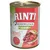 Rinti Kennerfleisch Senior konzerv, mit Rind, getreidefrei, feliratok: fettreduziert, Ballaststoffe, 400 g, húskockák és zöldség képe a címkén