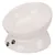 White ceramic feeding bowl with elevated base and black paw prints as decoration.