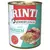 Rinti Kennerfleisch mit Pansen getreidefrei, barattolo con immagini di carne e trippa, scritta Rinti seit 1983 Original visibile sull'etichetta.