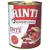 RINTI Kennerfleisch mit Ente, getreidefrei. Dåse med synlige stykker kød og indmad. RINTI seit 1983 Original står på mærket foran.