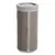 Cylindrical scratching post covered in grey fabric with a soft padded top and vertical textured panels for scratching.