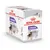 Balení Royal Canin Sterilised All Sizes pro psy, 12×85g kapsiček. Na obalu pes, miska s krmivem a text: Maintains ideal weight. Viditelné značky a informace o velikosti balení.