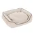 Rechthoekig beige huisdierenbed met opstaande randen en zachte vulling, zichtbaar zonder merknaam of extra details.