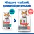 Hill's Science Plan Sterilised Cat Adult 1-6 kattenvoer, nieuwe variant met zalm. Vergelijking met eerdere variant met tonijn. Tekst: Nieuwe variant, geweldige smaak.
