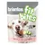 Briantos Fit Bites, Purely good. Losos s rižom i tikvicom, e150g. Pas drži srcoliki zalogaj u ustima.