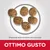 Crocchette, dimensione circa 4,5 x 8 mm. Testo visibile: OTTIMO GUSTO.