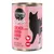 Cosma Pure Love Asia kattenvoer, Chicken with Barramundi in Jelly, multi protein, pure meat & fish. Zwarte kat silhouet op roze blik.