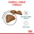 Image showing hairball unique formula with dietary fibre blend and psyllium, highlighting kibble pieces and key ingredients for hairball control.